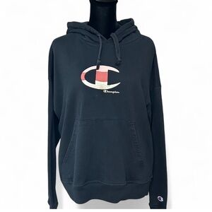 CHAMPION AUTHENTIC ATHLETICWEAR Black Hoodie with Logo. M . Good Condition.